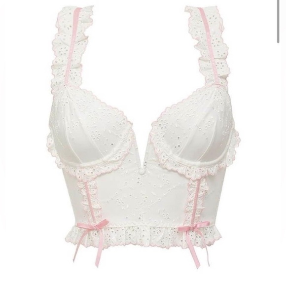 New! For Love and Lemons swirl eyelet lace bustier bra top white 10186 - Picture 2 of 12